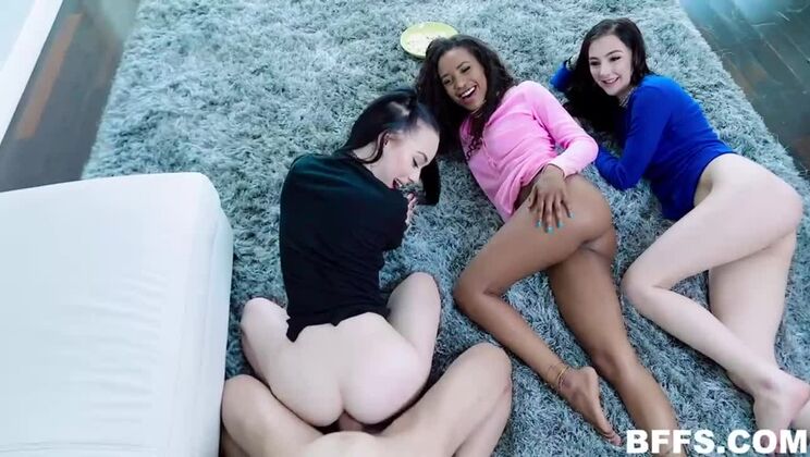 Interracial sex video featuring Demi Sutra, Bambi Black and Megan Winters