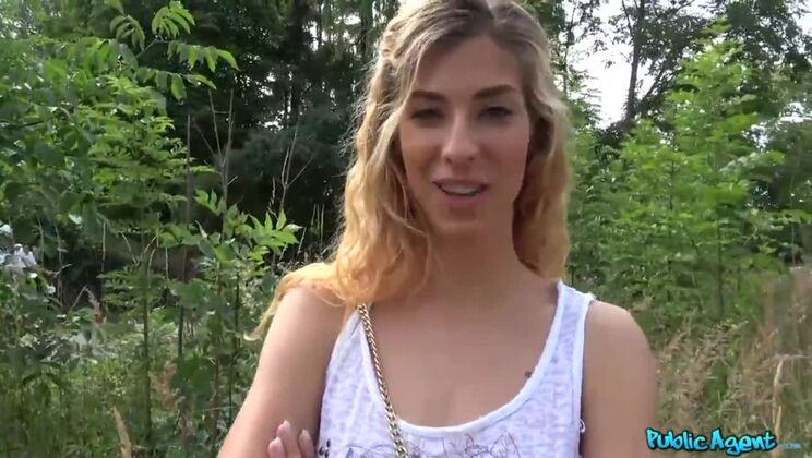 Mellow blond teen whore Shona River featuring hot handjob sex video in outdoor