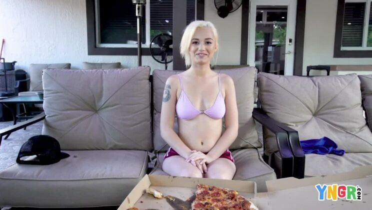 Megan Blue Brings Meat Lovers Pizza As An Appetizer Before She Gets Fucked