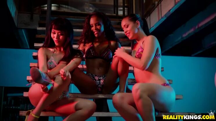 It's hard for pop group Alina, Demi, and Marica to get their dance routines rehearsed when every jiggle, bounce, and twerk makes them want to slip out of their matching outfits and slide their tongues into each other's pussies