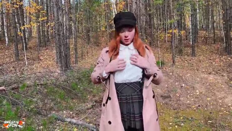 Redhead Student Sucked And Fucked With Classmate To Keep Warm In The Woods