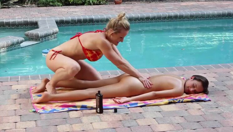 Massaging My Step Daughter Turns Into Pussy Eating By The Pool