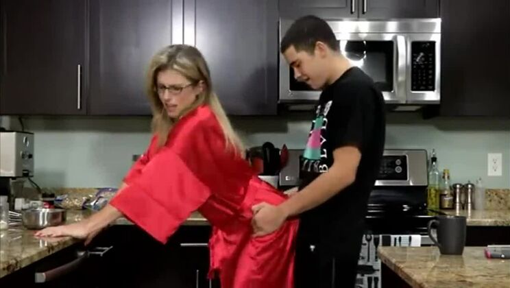Mom caught in the kitchen by her stepson