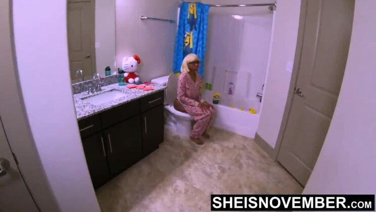 HD Msnovember Violently Attacked Standing Doggystyle, I Caught My Black Step Duaghter On The Commode & Fucked Her Little Vagina Raw NoCondom, Hurting Her Big Booty Hard In Hello Kitty Butt Flap Pajamas In The Bathroom on Sheisnovember pov