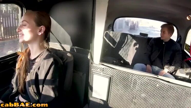 Cute euro cabbie pussyeaten before sideways sex on backseat