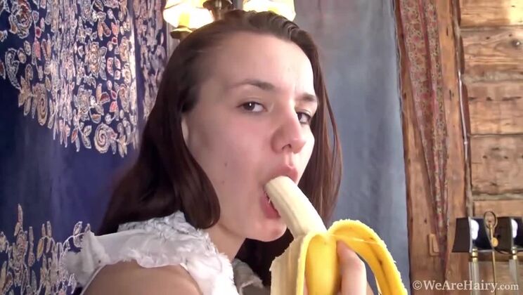 Khaterina's Big Tits & Hairy Pussy Adoration of Banana