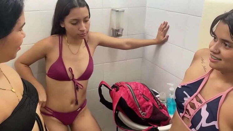 A Steamy Lesbian Threesome with My Friend and Her Step-sister Before Heading to the Pool