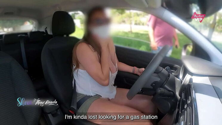 Hot Latina Wife Sucks Stranger in Car for Creampie