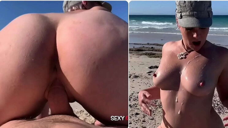 Hot MILF Fucks Stranger on Nude Beach - Big Cumshot on Tits