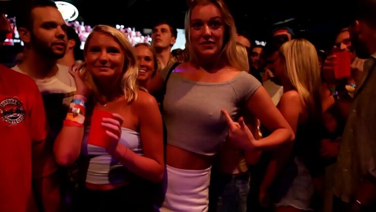 Wild Foam Party with Naked White Slut Flashing Tits and Pussy