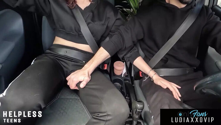 Innocent Teen Stepdaughter Fingered by Stepdad in Car on Way to School