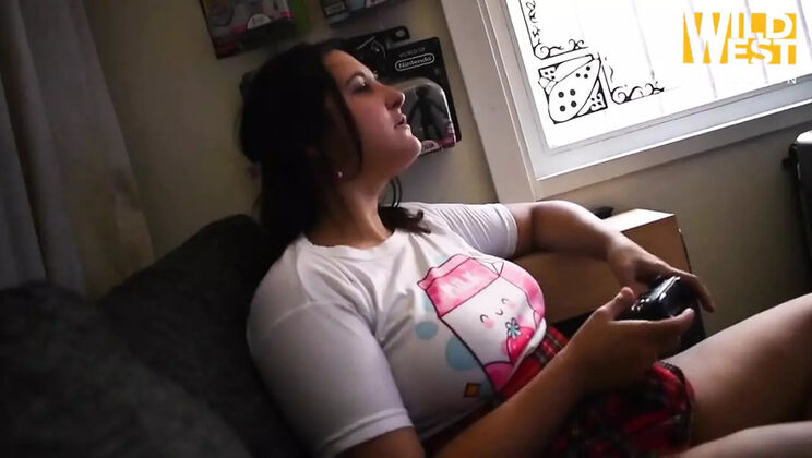 Stepsister Wants My Cum While Chewing Gum - Big Natural Tits Latina Amateur