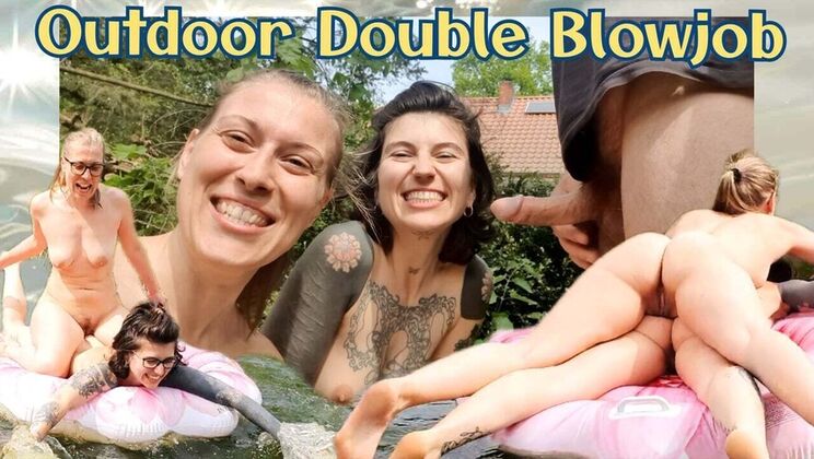 Hot German Threesome Outdoor Double Blowjob by TheaRemmel & GermanPussyLove
