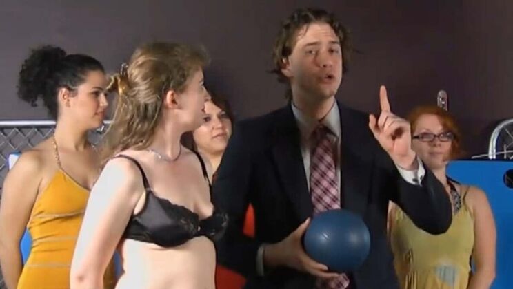 Hot Teen Brunette Strips After Losing Bet - Big Tits Exposed in Front of Everyone