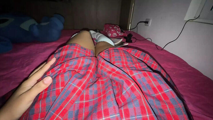 Leaked Schoolgirl Masturbating in Skirt - Emy & John Hot Teen Latina Solo Orgasm