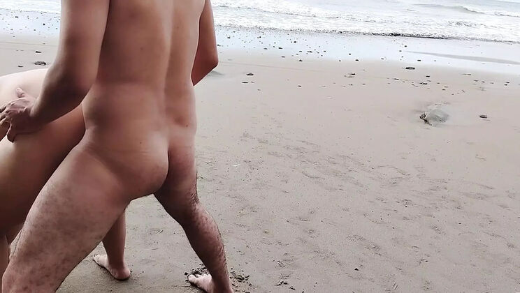 Stepmom with big tits sucks stepson's cock on nude beach - real homemade sex