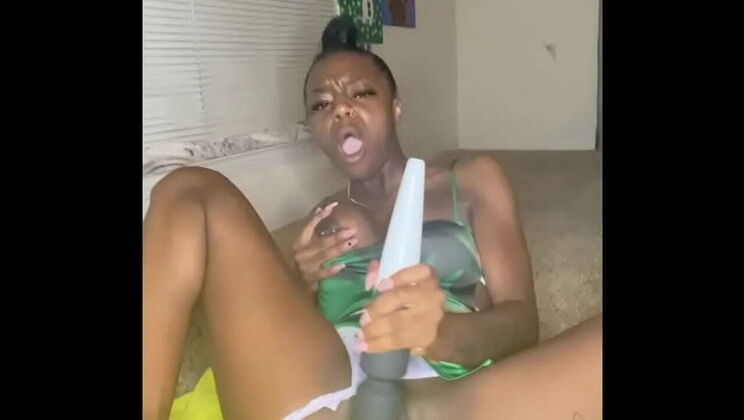 Ebony MILF Majestynasty Creams Her Tattooed Pussy with Toys