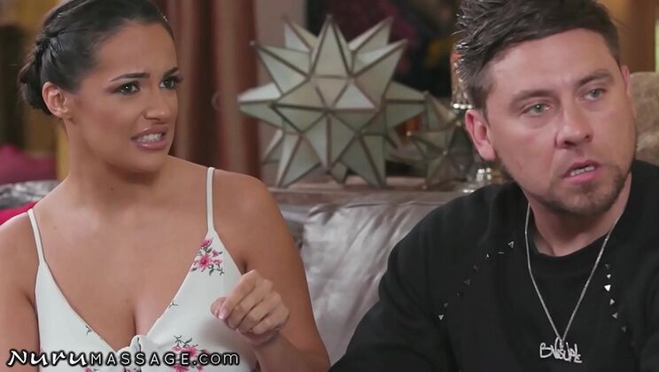 Cheating Wife Sofi Ryan Gives Nuru Massage & Blowjob For Husband's Raise