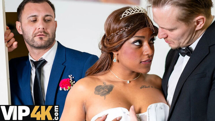 Hot Brunette Bride in Wedding Dress Fucked Hard by Black Stud - Cuckold Interracial Sex 1080p