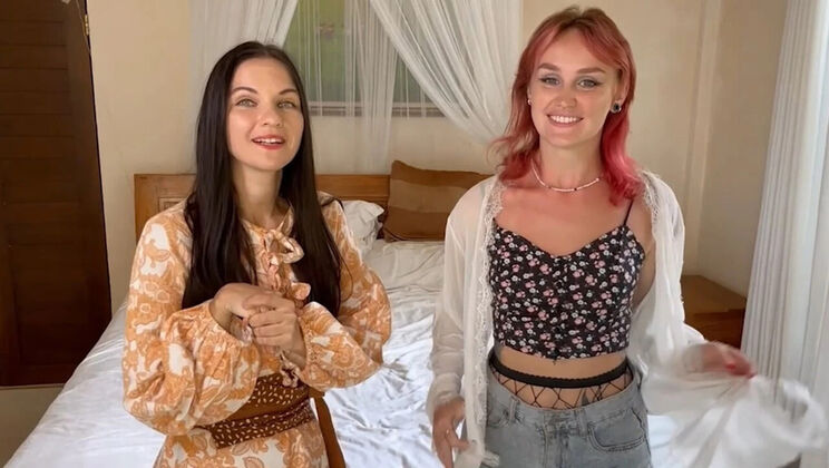 Hot Lesbian Teens Kelly & Sofia Play Strip Thumb War - Loser Gets Tied Up & Teased