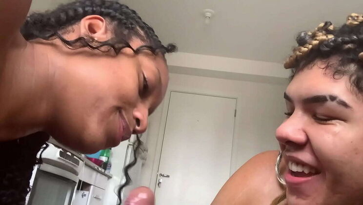 Hot Stepdaughter & Friend Give Blowjob - Amateur Black Trans Sex