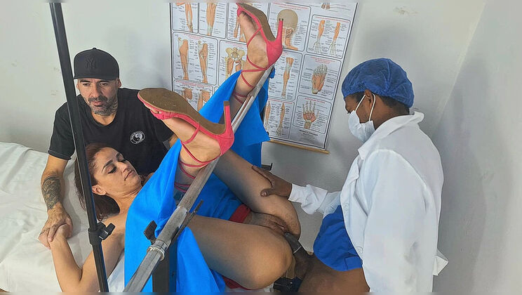 Hot redhead teen gets fucked hard by black doctor in gyno exam - cheating wife cuckold interracial