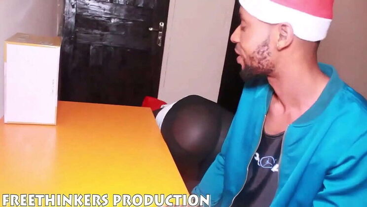 Naija babe Zara gets pounded by neighbor's big dick for Christmas - petite black teen with round ass