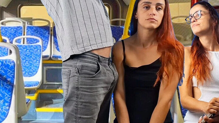 Public Bus Sex: Hot Redhead Fanny Squirts While Stranger Rubs Cock on Her