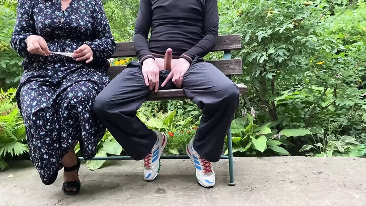 Horny MILF Mom Gets Naughty Outdoor Handjob From Son-In-Law - Big Ass BBW Cums Hard