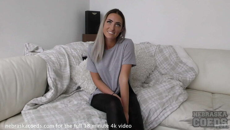 Sexy Dirty Blonde First Time on White Couch - Nebraska Jim Casting