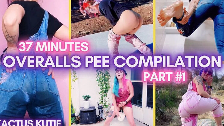 Kactus Kutie Amateur Outdoor Pee Compilation - Hairy Teen Desperate Wetting in Overalls