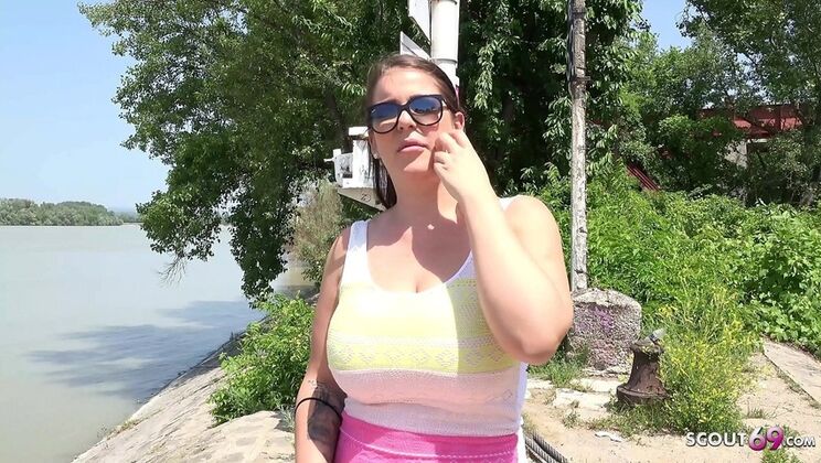 German Scout Anissa Jolie Outdoor Casting Fuck with Big Natural Tits Cheating on BF