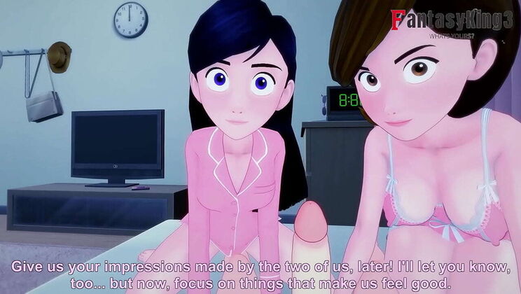 Helen Parr and Violet Parr lesbian threesome POV with petite MILF and cute 18yo animation