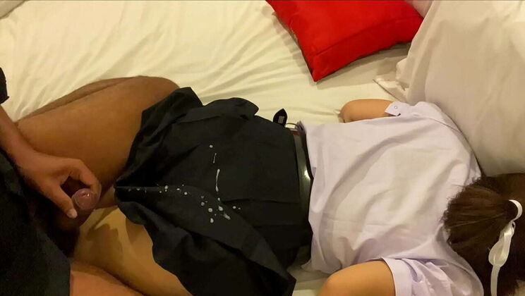 Thai Teen Fucked Hard - Cum Squirts All Over Her School Skirt