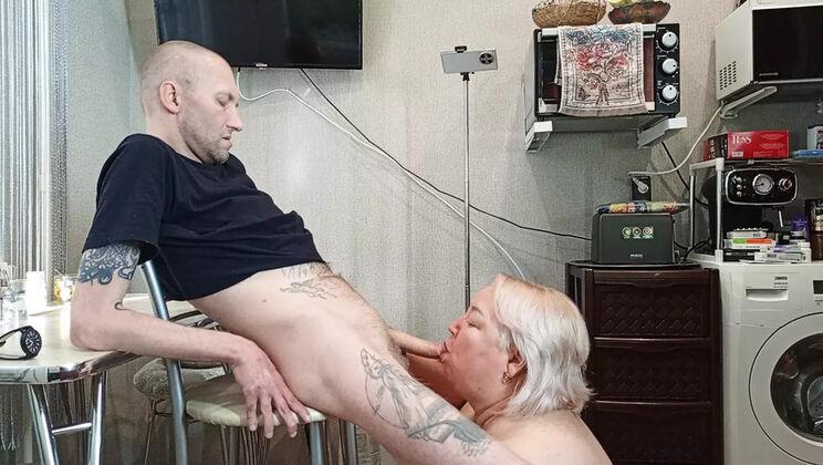 Mom MILF Swallows Hot Cum - Deep Throat Blowjob & Cumshot