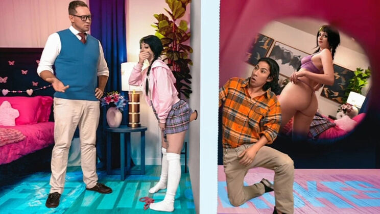 Stepdad Calls Her A Slut So Stepbrother Fucks Her Hard Through The Wall