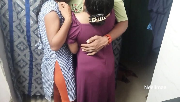 Indian Threesome with Neelimaa: Mature Desi Aunty in Hot Kitchen Sex