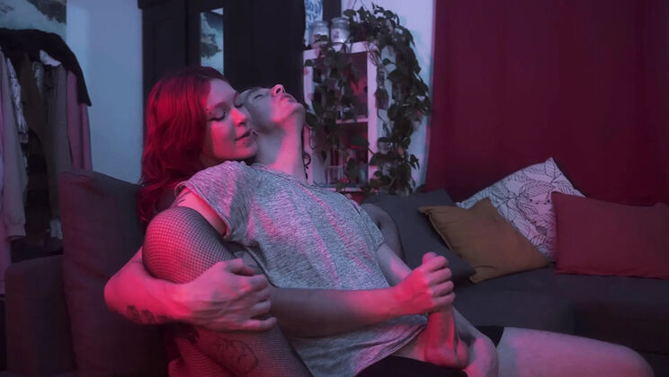 Gentle Femdom Handjob Milking Huge Cock - Amateur Redhead Sofi Dominates Cedric