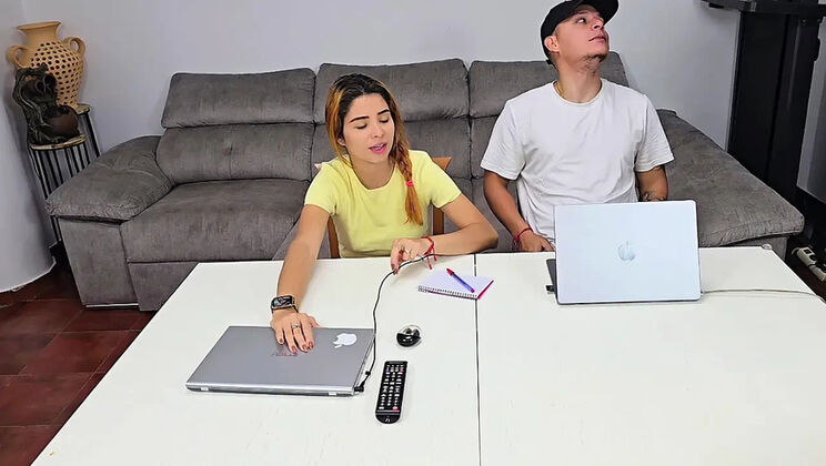 Stepsister Wants Homework Help So I Fuck Her And Cum On Her Feet