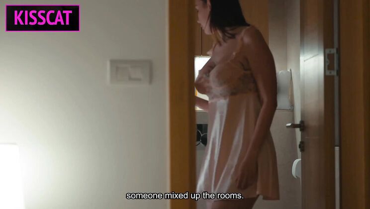 Step Mom and Step Son Share Hotel Bed - Forbidden Taboo Sex with Big Tits MILF