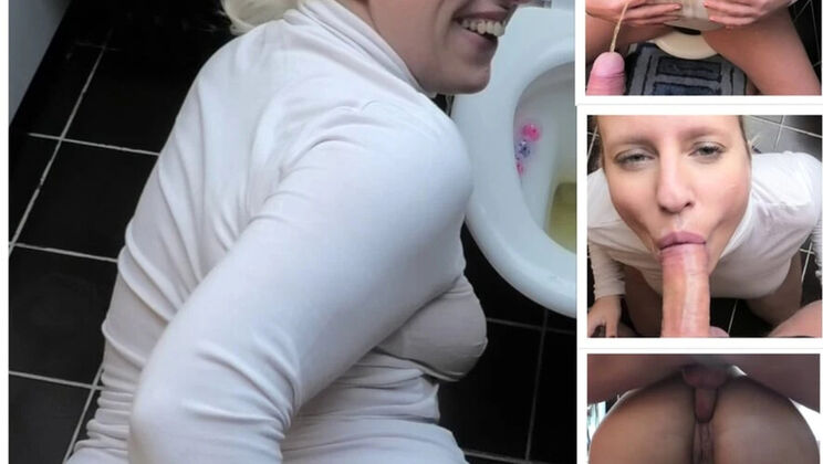 German Amateur Blonde Slut Sloppy Blowjob and Pissing Cum Facial POV