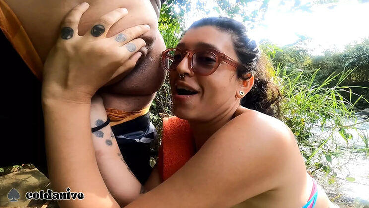 Lesbian River Sex with Ass Licking and Happy Ending Blowjob