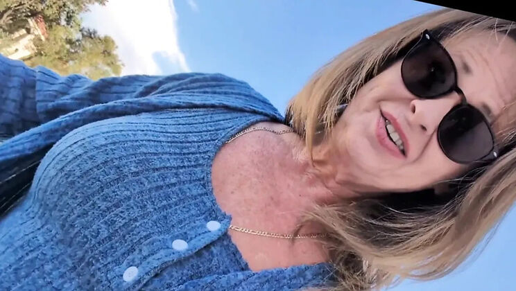 Petite Blonde MILF Solo Masturbation with Dildo in Dressing Room - Creamy Orgasm Outdoor