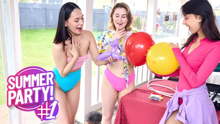 Lesbian Threesome Fingering & Pussy Licking - Iris Murai, Roxy Muray, Ashly Rabbit Teen Party HD