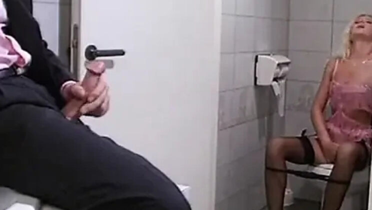 Pretty Blonde With Small Tits Fucking In The Bathroom