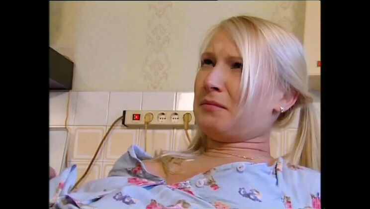 Gina Blonde sucks big cock and gets pussy fingered in kitchen fuck