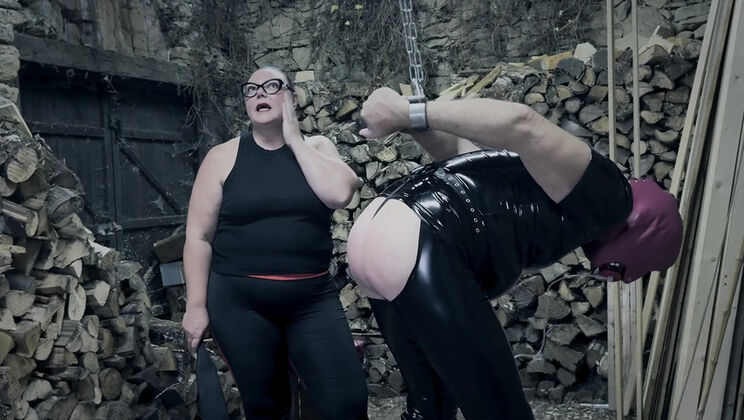 Pervert Woodroom Punishment - Latex Domination & Enema Slave BDSM