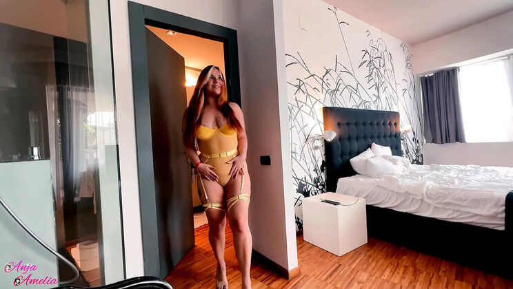 Amateur BBW in Lingerie Seduced and Creampied on Table - German Homemade POV