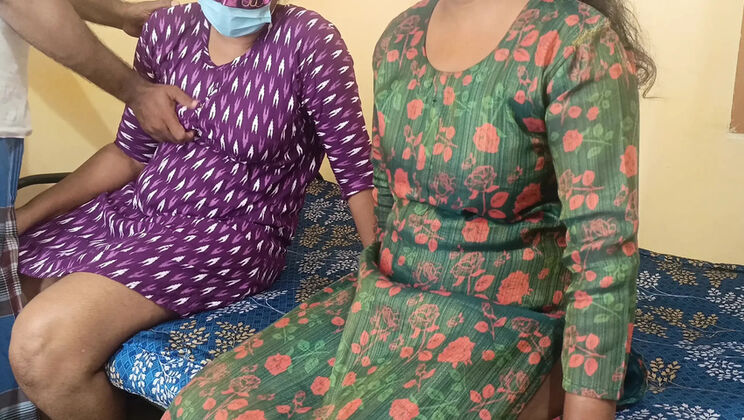 Hot Indian Housewife Threesome Fucking with Maid - Homemade Cheating Sex