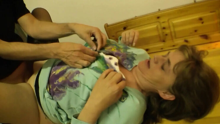 Stepmom Heidi Gets A Facial Blowjob On The Pasture - Horny MILF Squirting In Stockings